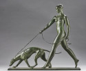 Art Deco Sculpture by Raymond Leon Rivoire Titled 'FEMME AU LEVRIER'
